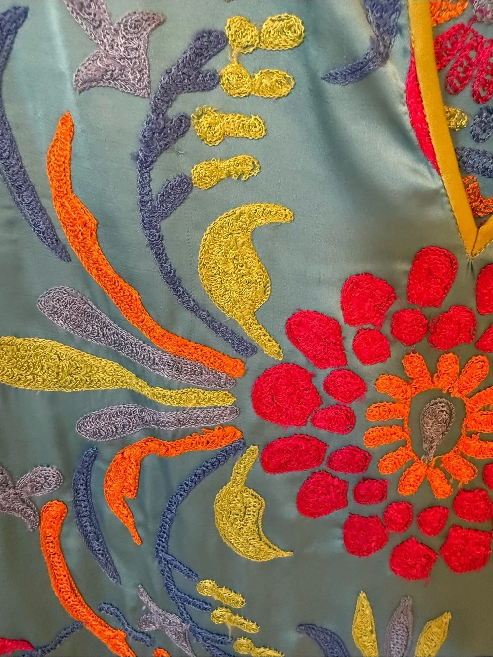 Gretchen Scott Designs Turquoise Embroidered  Dress
